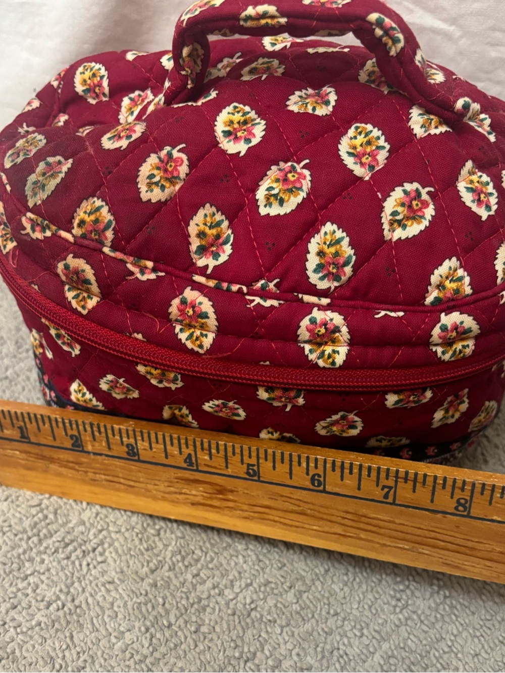 Vera Bradley Quilted Makeup Bag Round *Vintage* - Picture 3 of 8